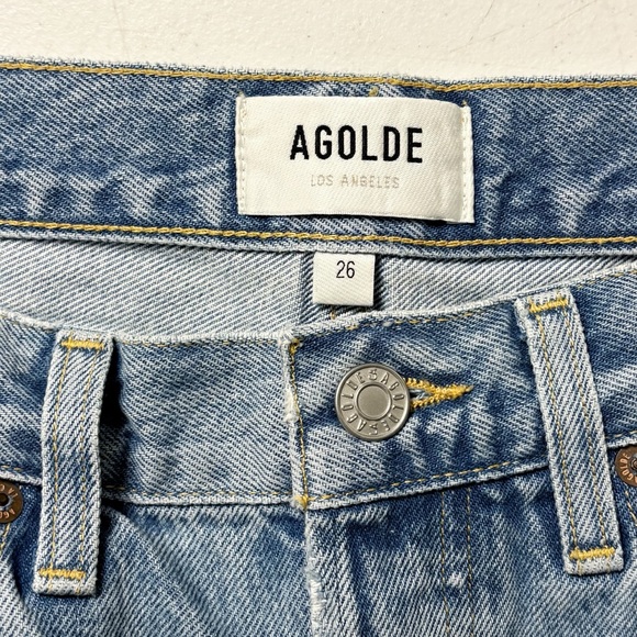 Agolde Parker Long Denim High Rise Short in Swapmeet - Picture 10 of 11